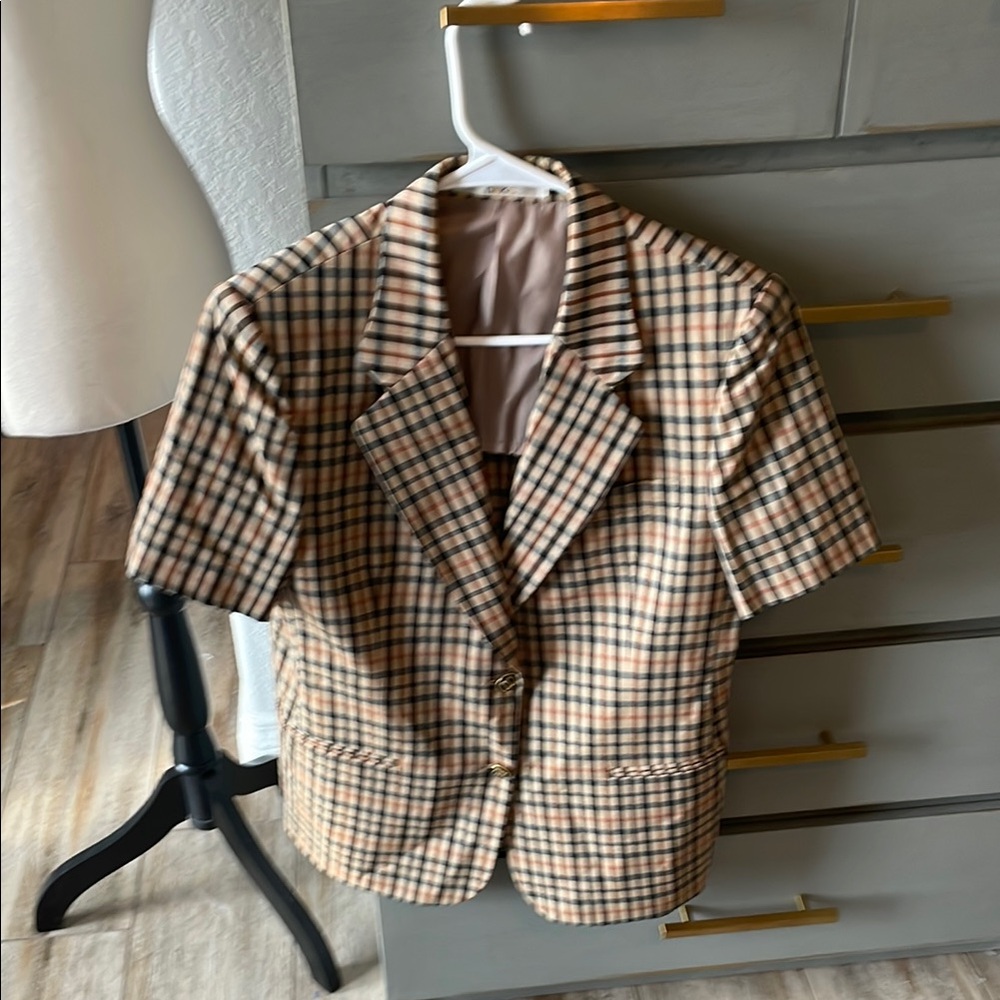 Plaid Short Sleeve Blazer